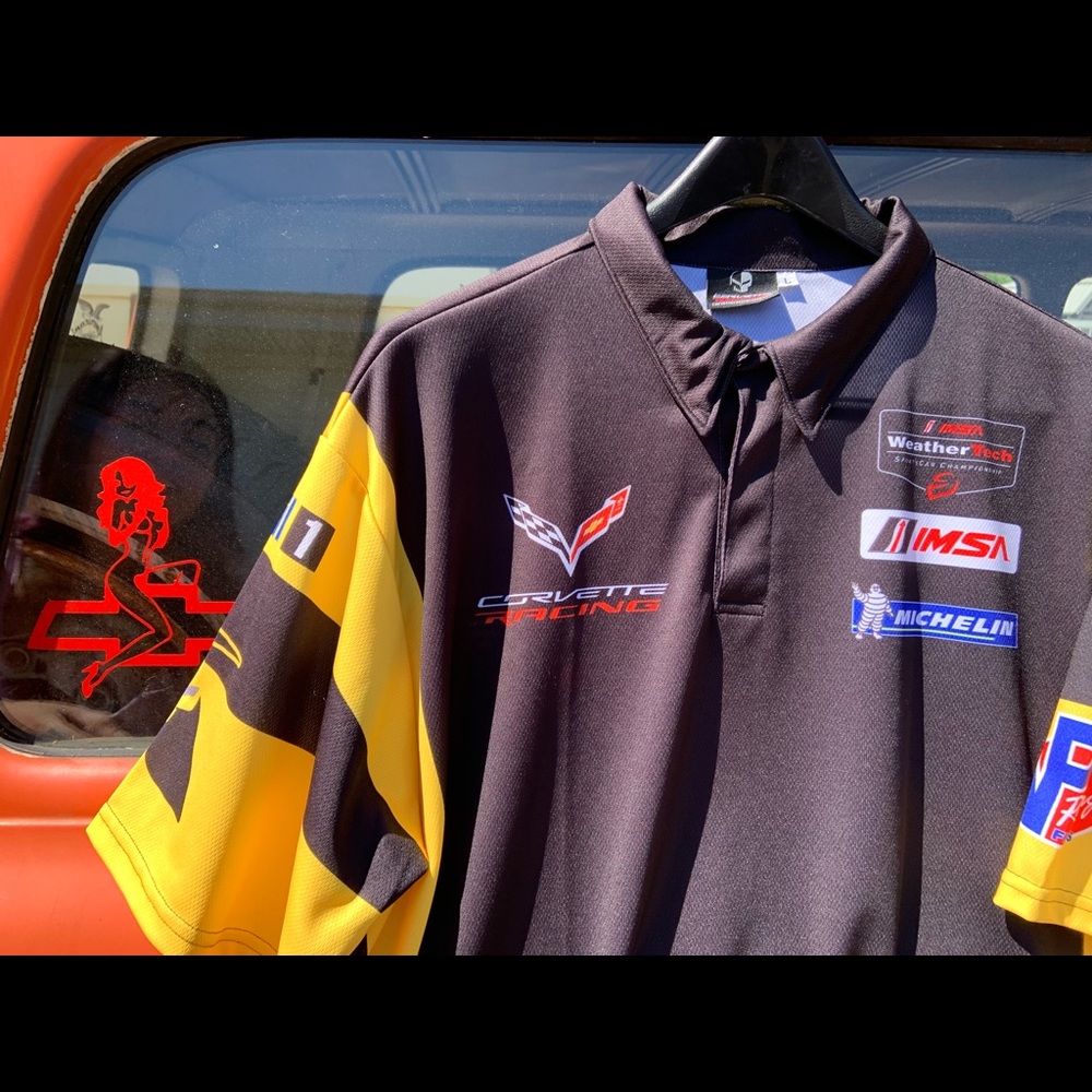Corvette Racing polo styled tee in a large